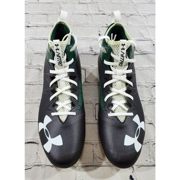 Under Armour Nitro Football Cleats Black Green 1290962-012 MENS SIZE 13 main image 4